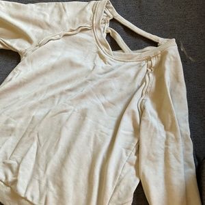 POL Small Almond colored cross cross back French terry sweatshirt